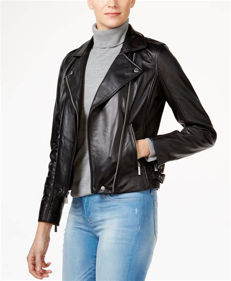 macy michael kors leather jacket men|Michael Kors ladies leather jacket.